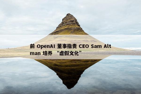 前 OpenAI 董事指责 CEO Sam Altman 培养 “虚假文化”