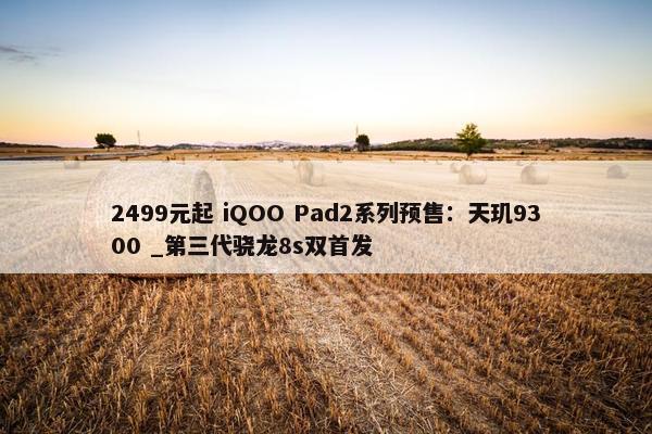2499元起 iQOO Pad2系列预售：天玑9300 _第三代骁龙8s双首发