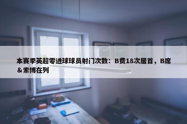 本赛季英超零进球球员射门次数：B费18次居首，B席＆索博在列